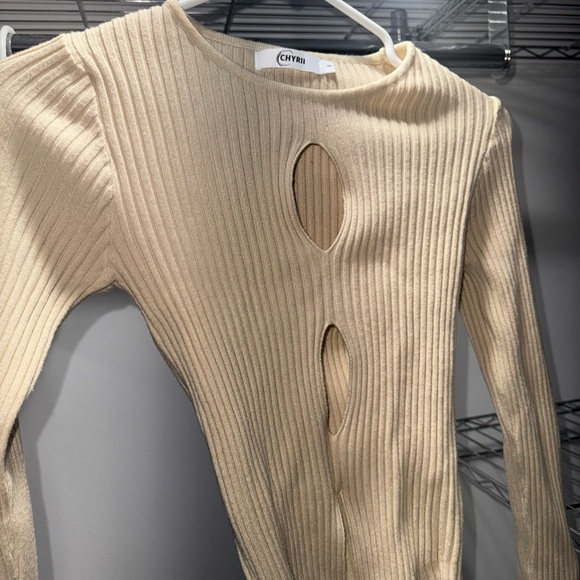 Cream Ribbed Cutout Sweater - Picture 1 of 1